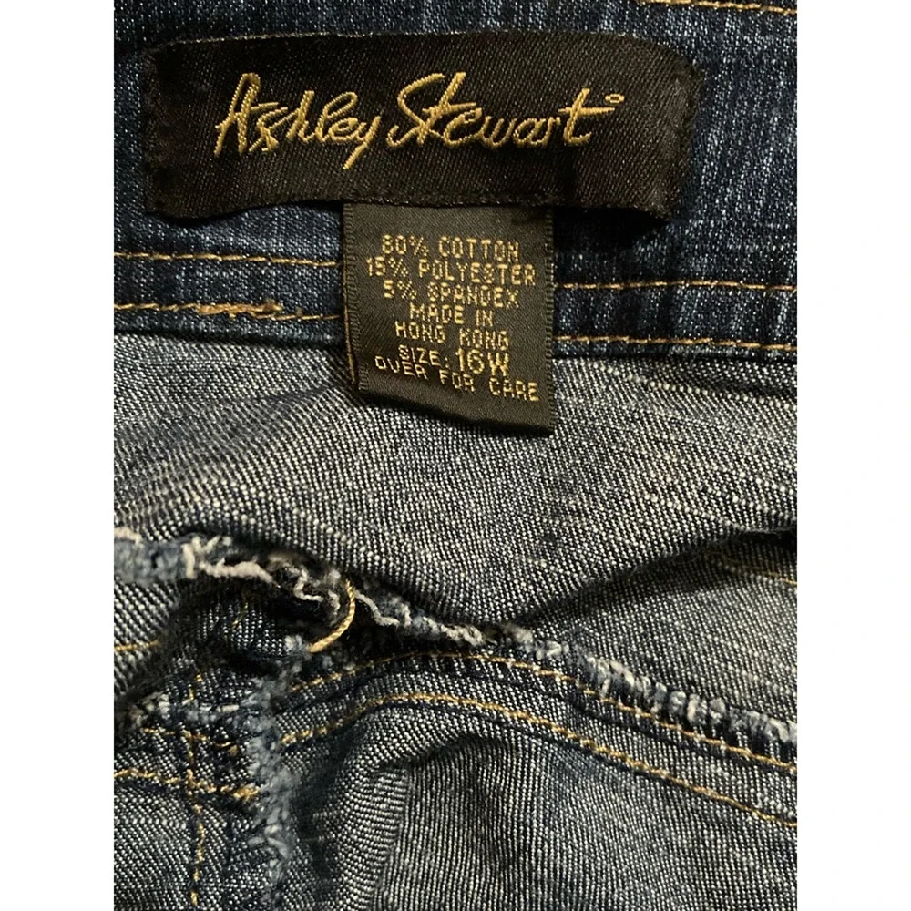 Ashley Stewart Womens Pencil 16W‎ Skirt Blue Stretch Pockets Denim Plus Modest